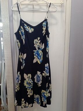 Old Navy Dark Blue Mini Dress with Blue and Cream Floral Print